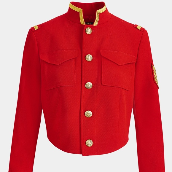 Reduced! RALPH LAUREN Cropped Military Jacket, Madison Red, Sz 14 w/ Gift Box! - Picture 6 of 13